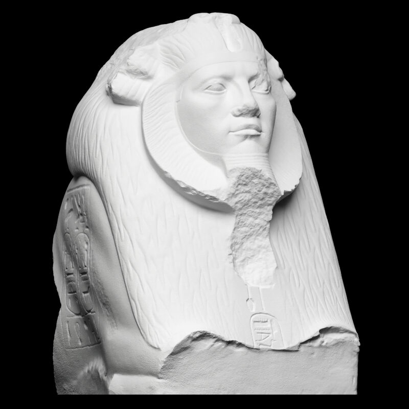 Head and forebody of sphinx with the facial features of Amenemhet